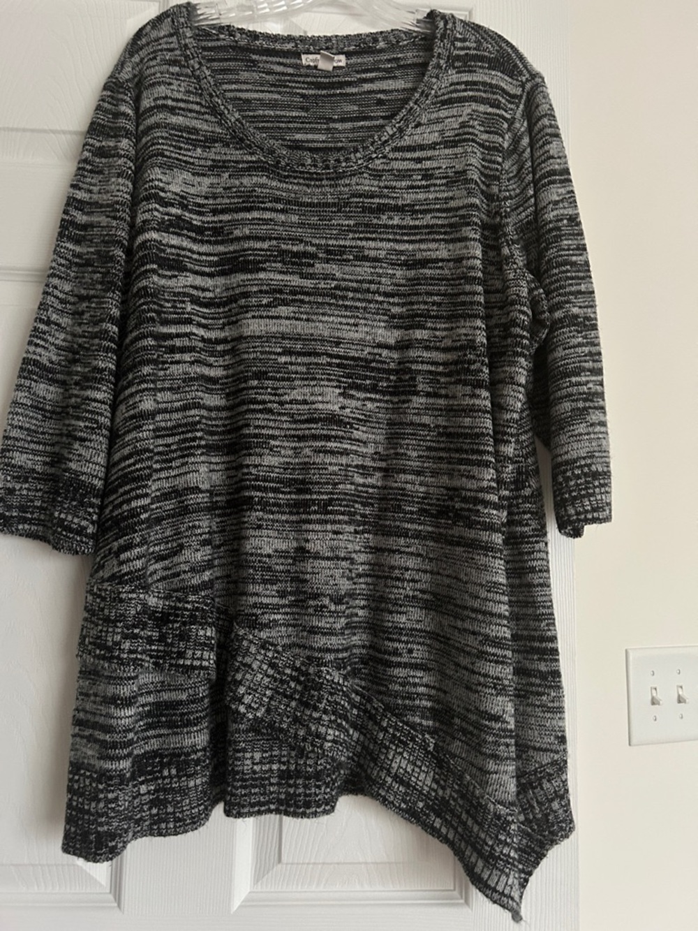 croft & barrow Black and Gray Marled Knit Top